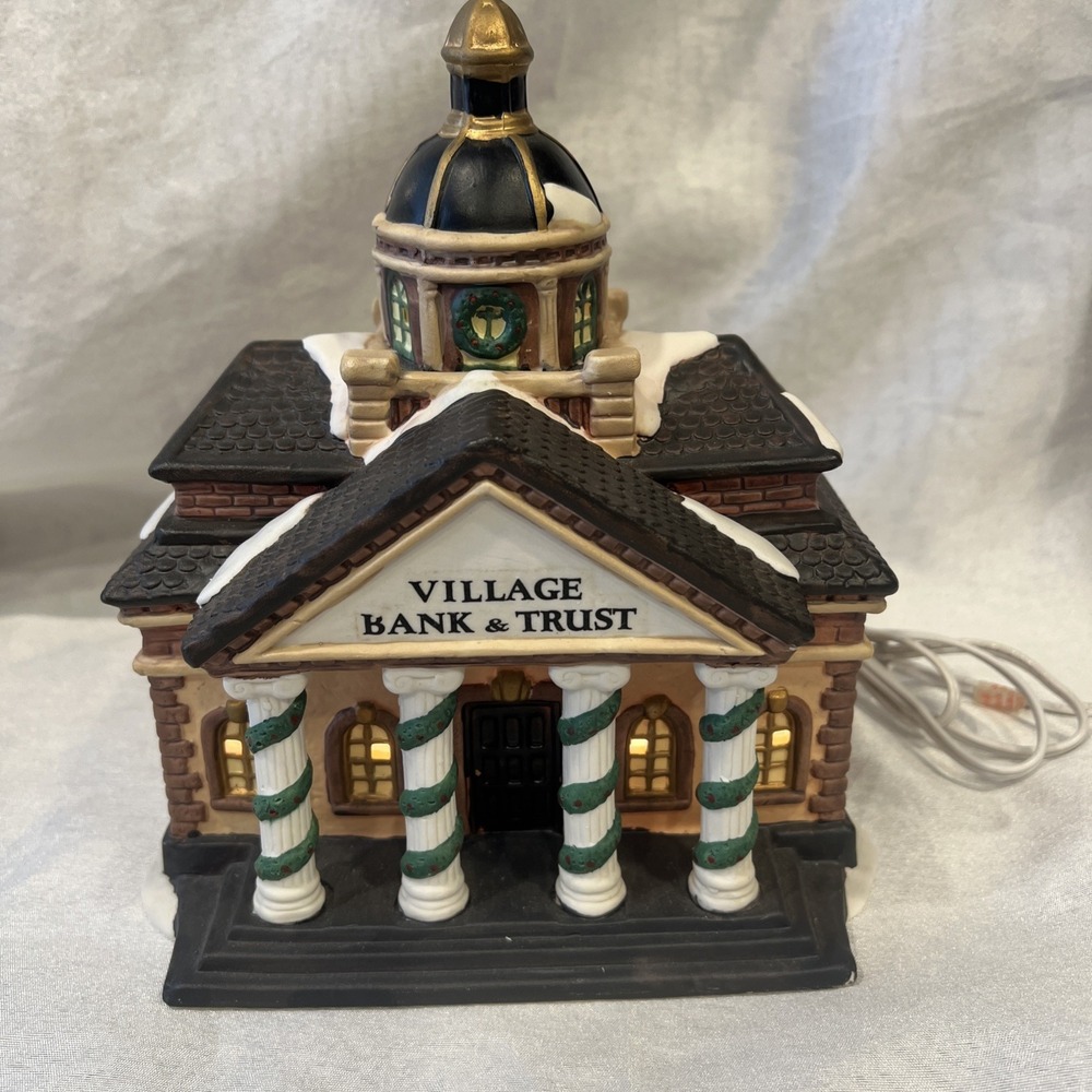 Vintage 1996 Dickens Collectables "Village Bank & Trust" Christmas Village